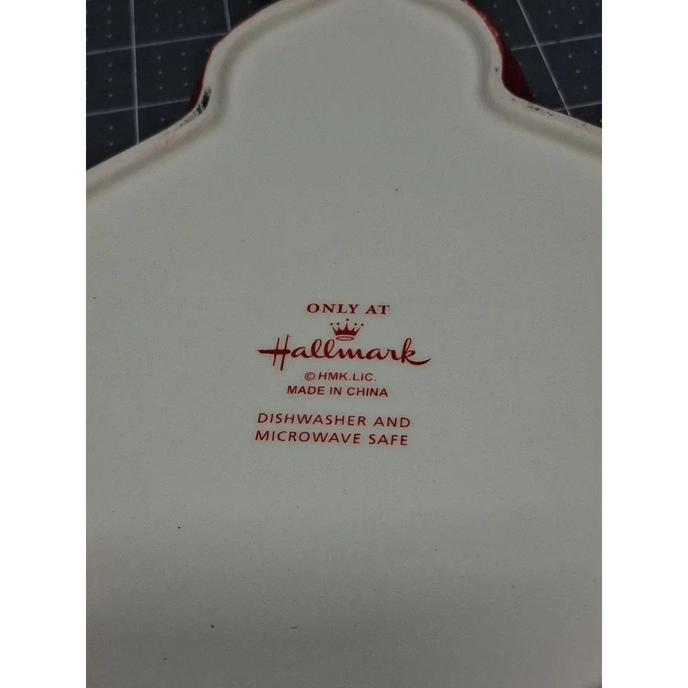 Hallmark‎ Snowman Candy Dish White Red Ceramic Christmas Holiday Trinket Tray